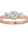 Inel de Logodnă din Aur 14k Josephine Trei Diamante Naturale de 0.90 ct din 14k Aur Roz - Castelo.ro