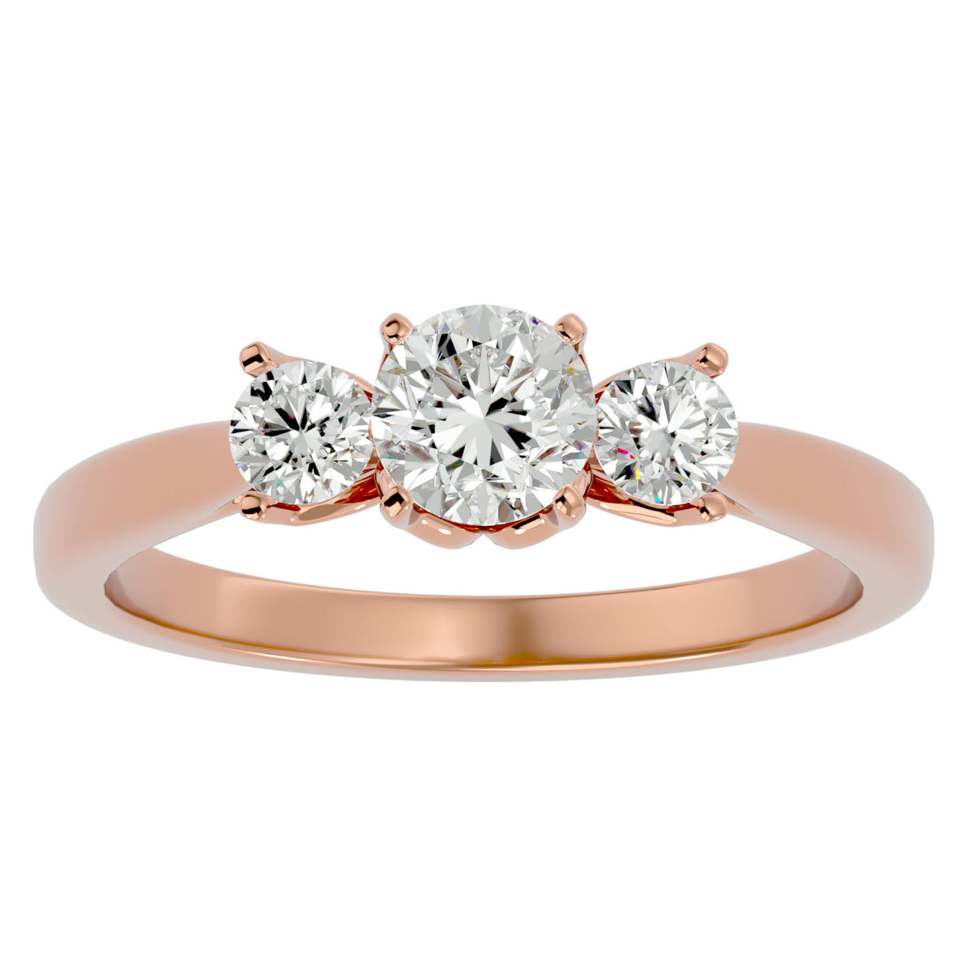 Inel de Logodnă Josephine din Aur 14k Trei Moissanite de 0.90 ct din 14k Aur Roz - Castelo.ro