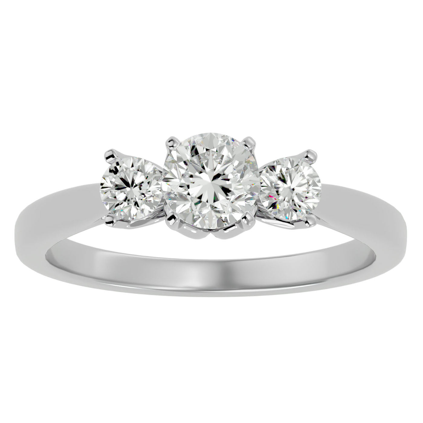 Inel de Logodnă Josephine din Aur 14k Trei Moissanite de 0.90 ct din 14k Aur Alb - Castelo.ro