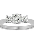 Inel de Logodnă Josephine din Aur 14k Trei Moissanite de 0.90 ct din 14k Aur Alb - Castelo.ro