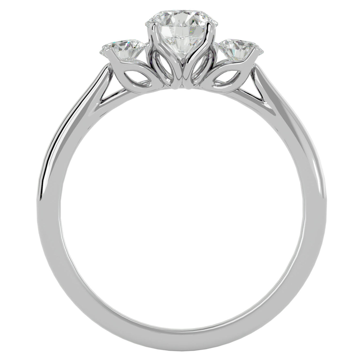 Inel de Logodnă Josephine din Aur 14k Trei Moissanite de 0.90 ct din 14k Aur Alb - Castelo.ro