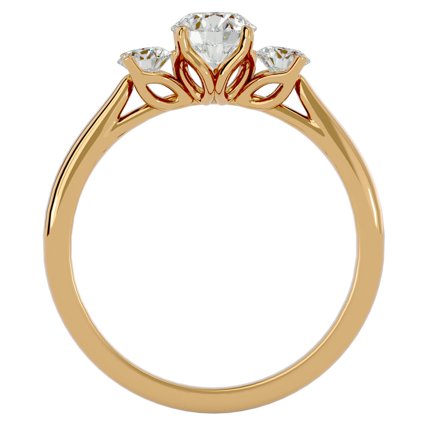 Inel de Logodnă Josephine Trei Moissanite de 0.90 ct din 18k Aur Galben - Castelo.ro