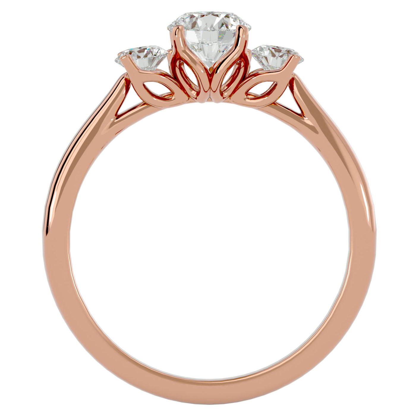 Inel de Logodnă Josephine din Aur 14k Trei Moissanite de 0.90 ct din 14k Aur Roz - Castelo.ro
