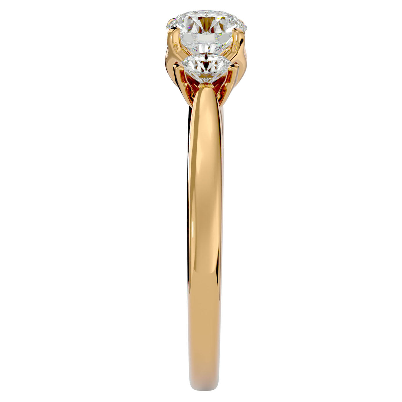 Inel de Logodnă Josephine din Aur 14k Trei Moissanite de 0.90 ct din 14k Aur Galben - Castelo.ro