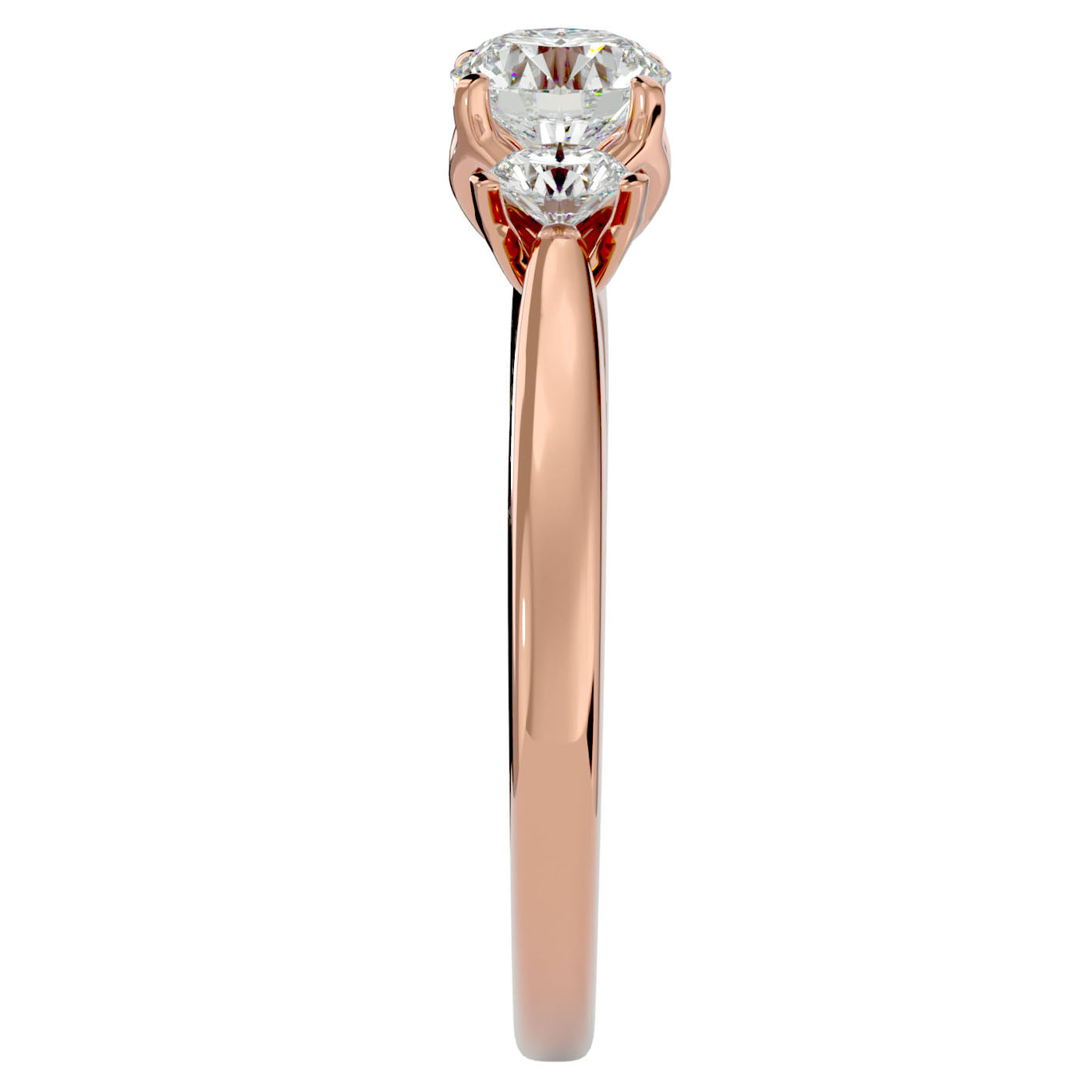 Inel de Logodnă Josephine din Aur 14k Trei Moissanite de 0.90 ct din 14k Aur Roz - Castelo.ro