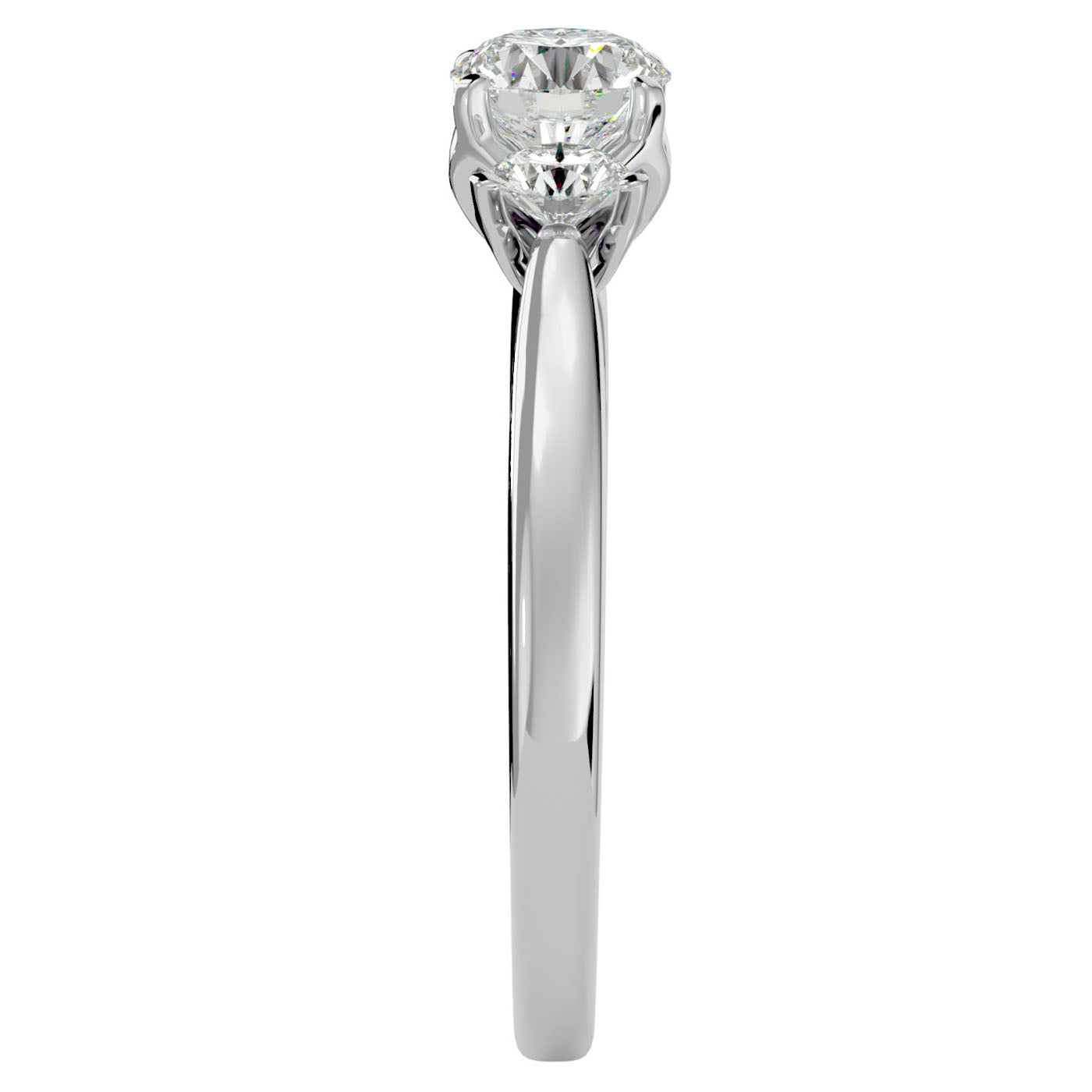 Inel de Logodnă Josephine Trei Moissanite de 0.90 ct din Platina - Castelo.ro
