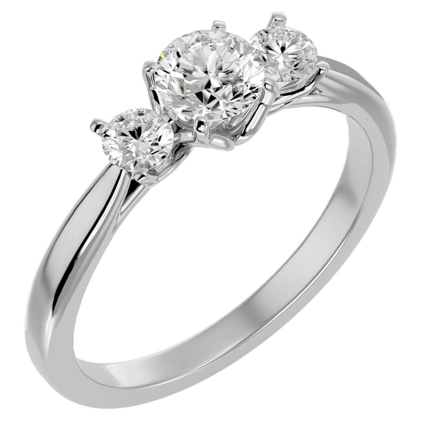 Inel de Logodnă Josephine din Aur 14k Trei Moissanite de 0.90 ct din 14k Aur Alb - Castelo.ro