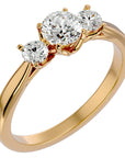 Inel de Logodnă Josephine din Aur 14k Trei Moissanite de 0.90 ct din 14k Aur Galben - Castelo.ro