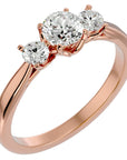 Inel de Logodnă din Aur 14k Josephine Trei Diamante Naturale de 0.90 ct din 14k Aur Roz - Castelo.ro