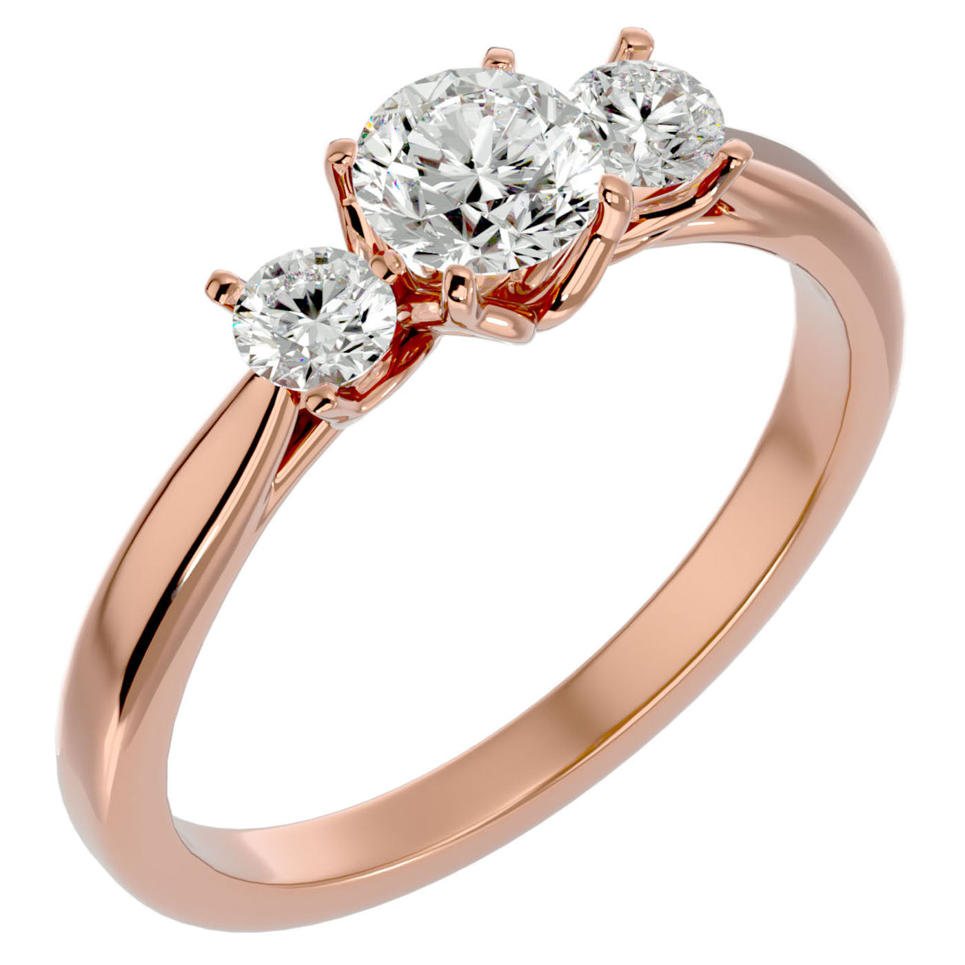 Inel de Logodnă Josephine din Aur 14k Trei Moissanite de 0.90 ct din 14k Aur Roz - Castelo.ro