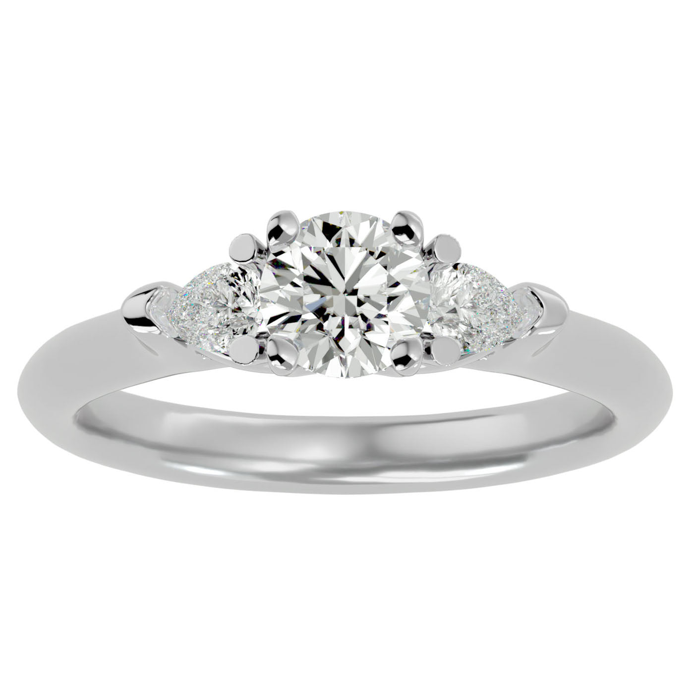 Inel de Logodnă Céline Trei Moissanite de 0.93 ct din Platina - Castelo.ro