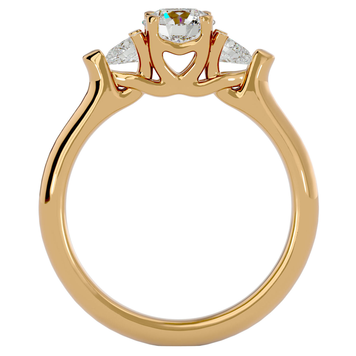 Inel de Logodnă Céline Trei Moissanite de 0.93 ct din 18k Aur Galben - Castelo.ro