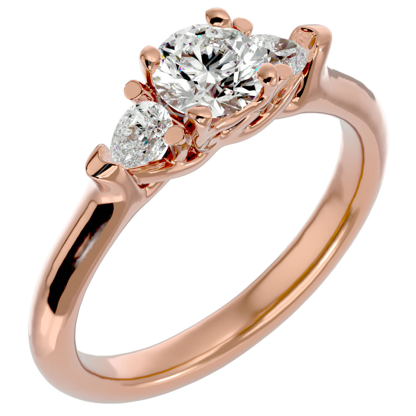 Inel de Logodnă Céline Trei Moissanite de 0.93 ct din 18k Aur Roz - Castelo.ro