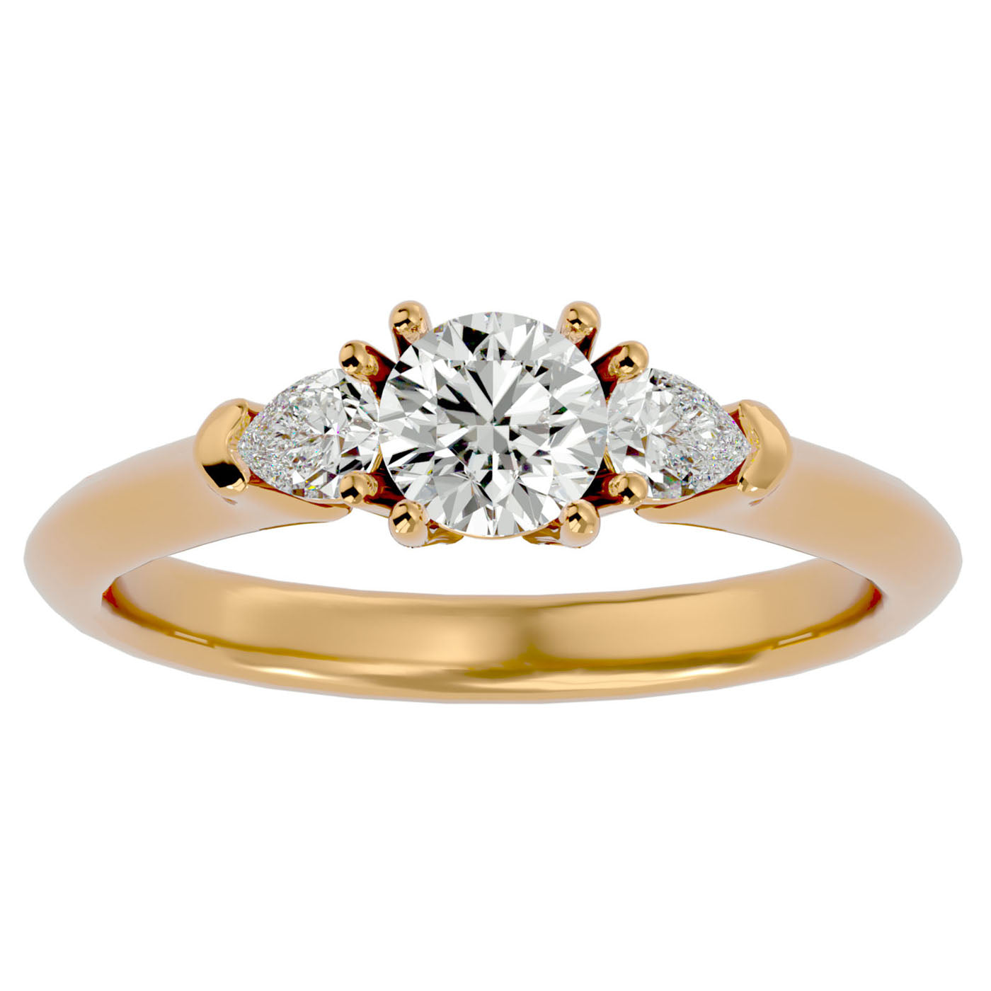 Inel de Logodnă Donatella din Aur 14k cu Trei Diamante Create în Laborator de 0.79 ct din 14k Aur Galben - Castelo.ro