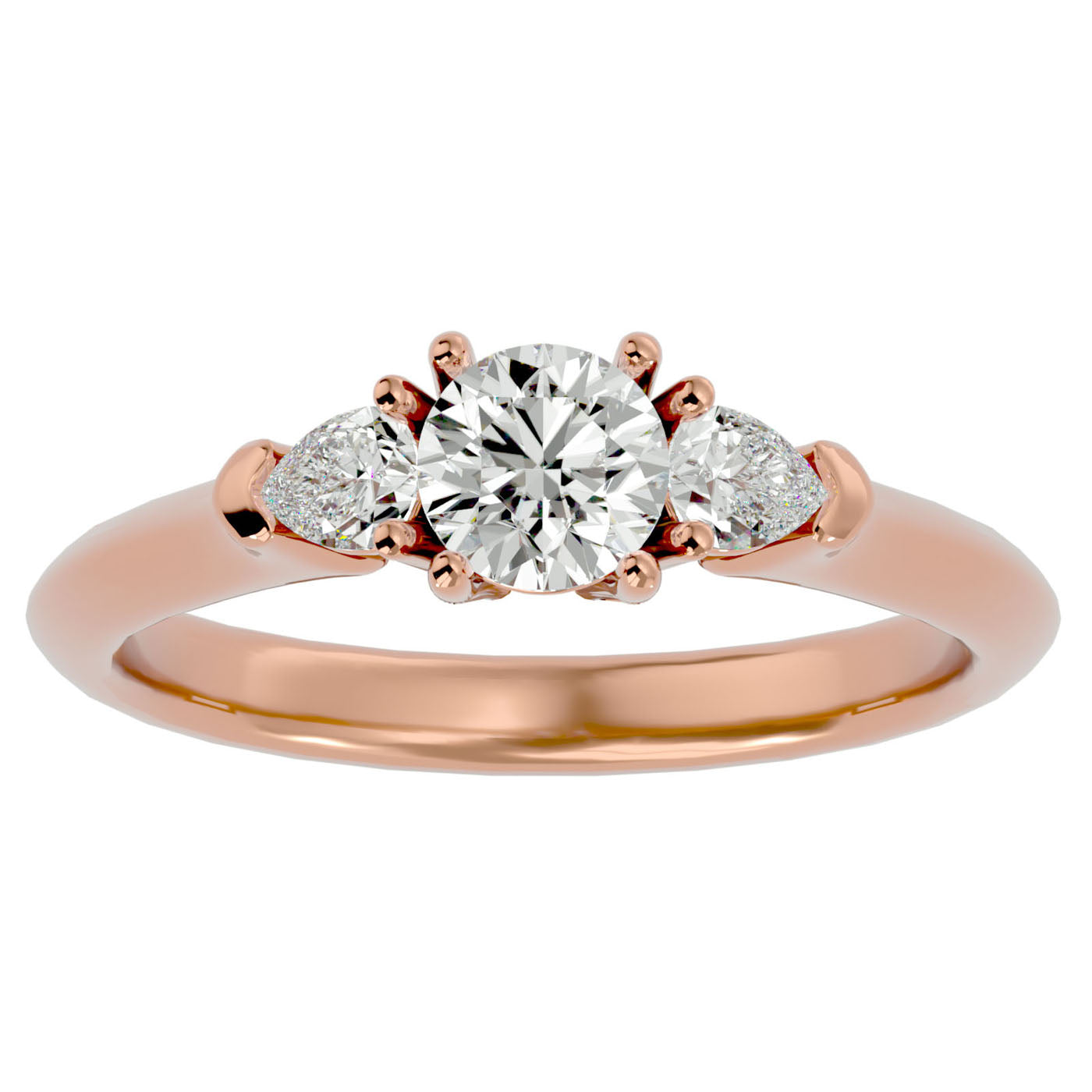 Inel de Logodnă Donatella din Aur 14k cu Trei Diamante Create în Laborator de 0.79 ct din 14k Aur Galben - Castelo.ro