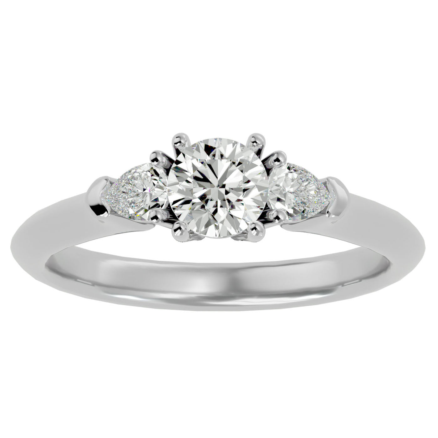 Inel de Logodnă Donatella din Aur 14k cu Trei Diamante Create în Laborator de 0.79 ct din 14k Aur Alb - Castelo.ro
