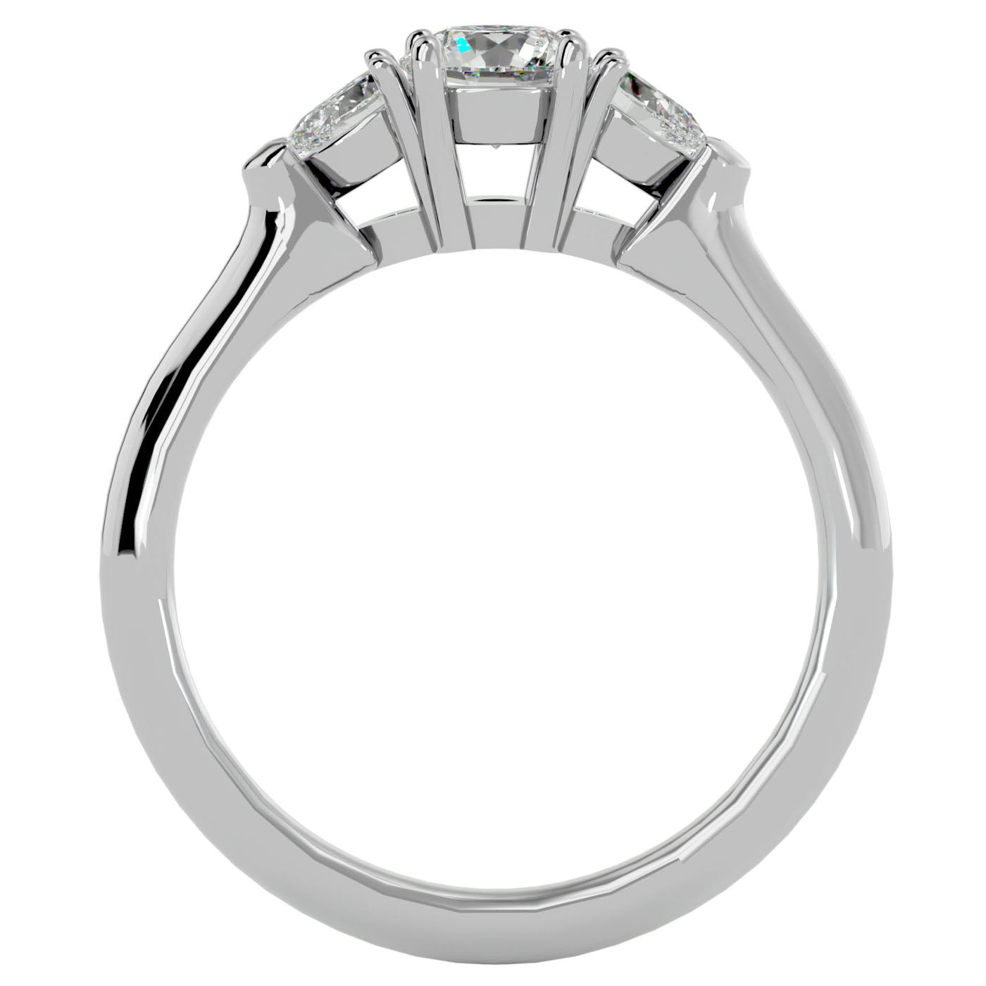 Inel de Logodnă Donatella din Aur 14k cu Trei Diamante Create în Laborator de 0.79 ct din 14k Aur Alb - Castelo.ro