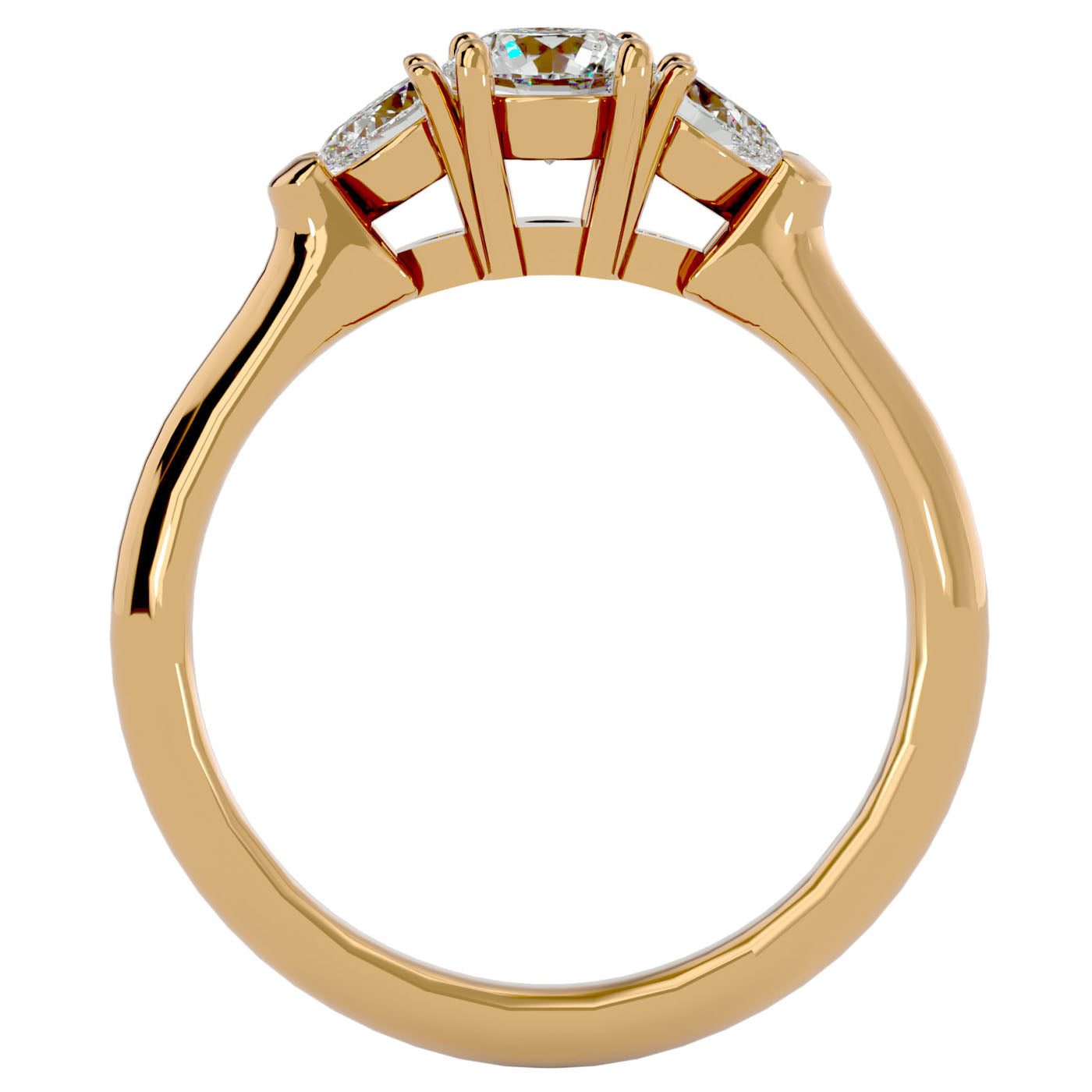 Inel de Logodnă Donatella din Aur 14k cu Trei Diamante Create în Laborator de 0.79 ct din 14k Aur Galben - Castelo.ro