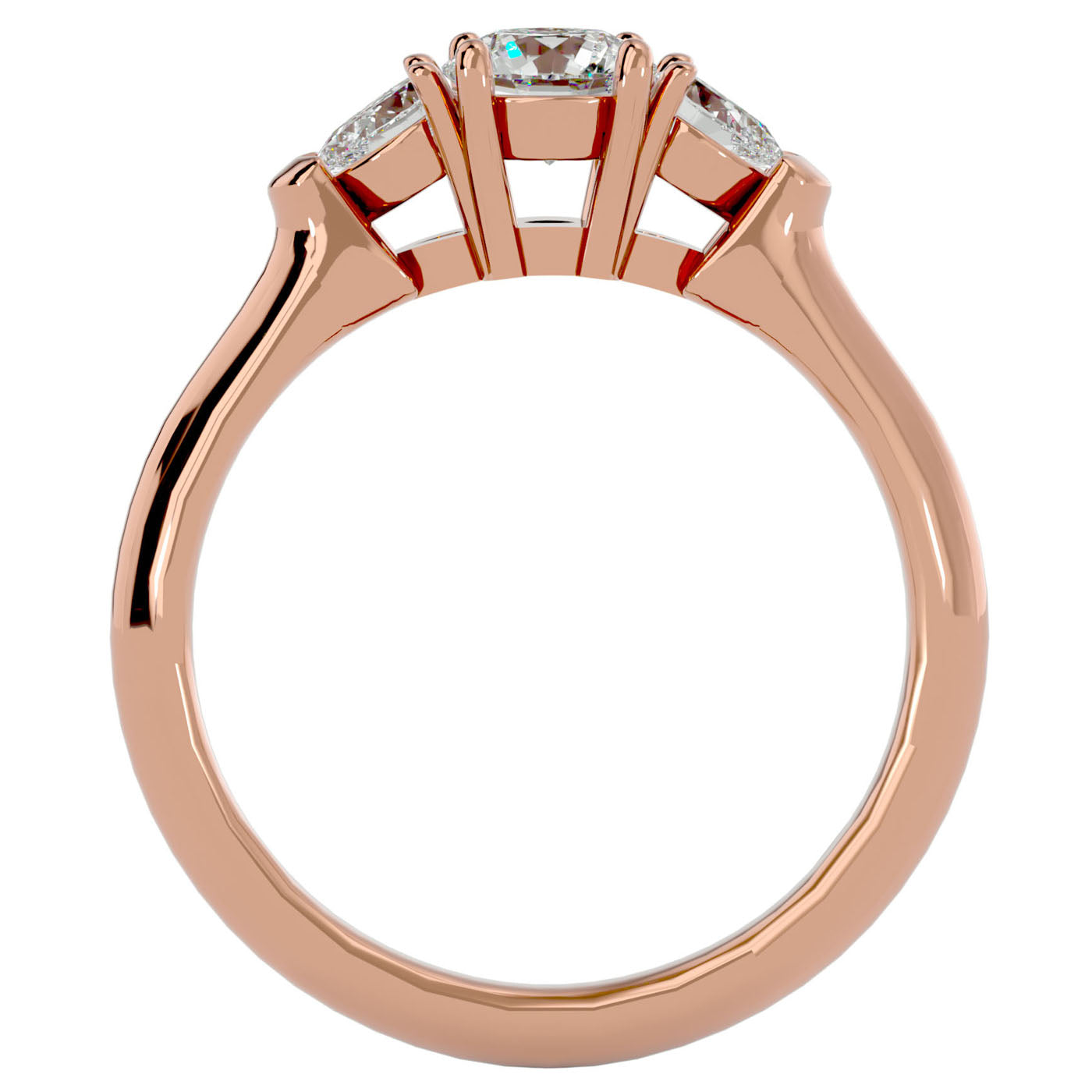 Inel de Logodnă Donatella din Aur 14k cu Trei Diamante Create în Laborator de 0.79 ct din 14k Aur Roz - Castelo.ro