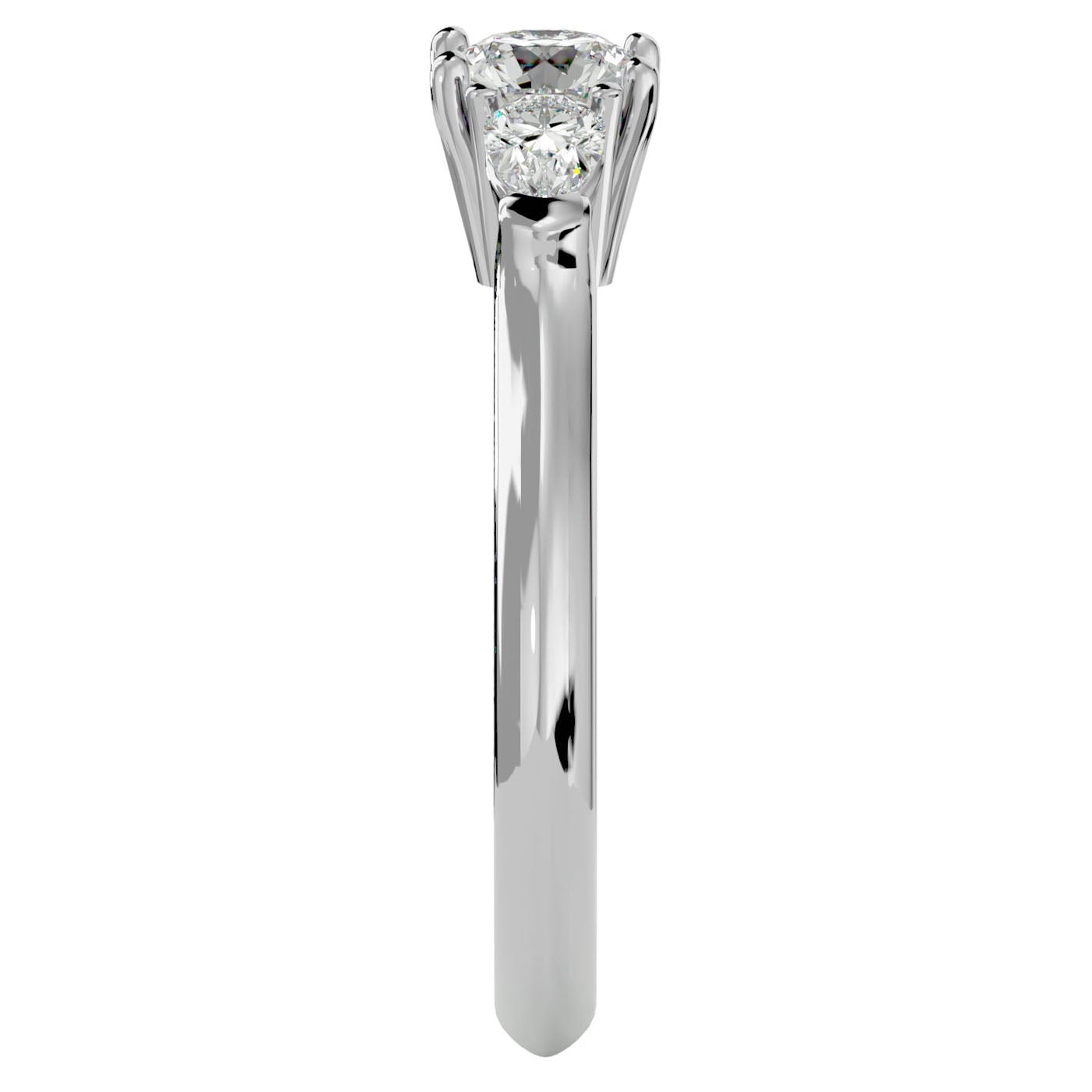 Inel de Logodnă Donatella din Aur 14k cu Trei Diamante Create în Laborator de 0.79 ct din 14k Aur Alb - Castelo.ro