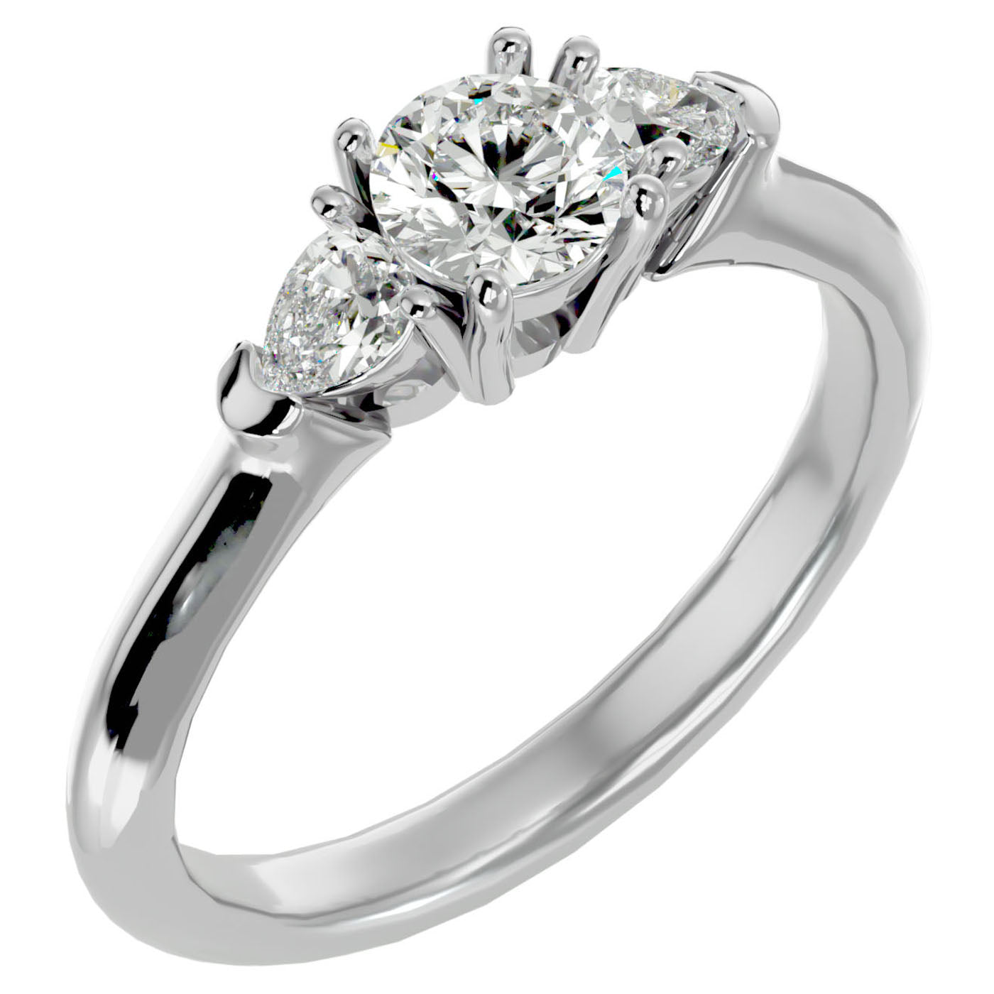 Inel de Logodnă Donatella din Aur 14k cu Trei Diamante Create în Laborator de 0.79 ct din 14k Aur Alb - Castelo.ro