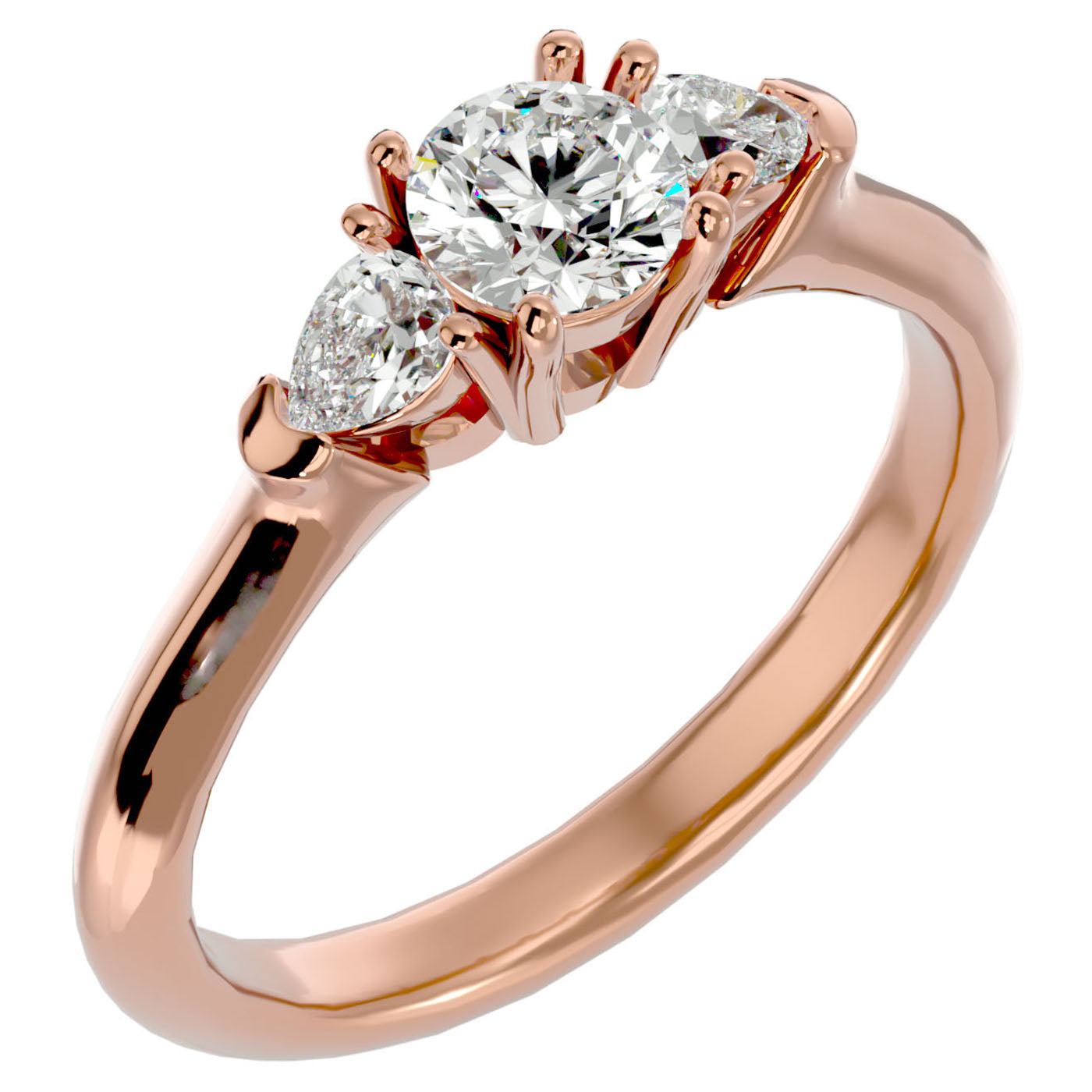 Inel de Logodnă Donatella din Aur 14k cu Trei Diamante Create în Laborator de 0.79 ct din 14k Aur Roz - Castelo.ro