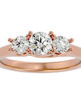 Inel de Logodnă Vivienne din Aur 14k Trei Moissanite de 0.94 ct din 14k Aur Roz - Castelo.ro