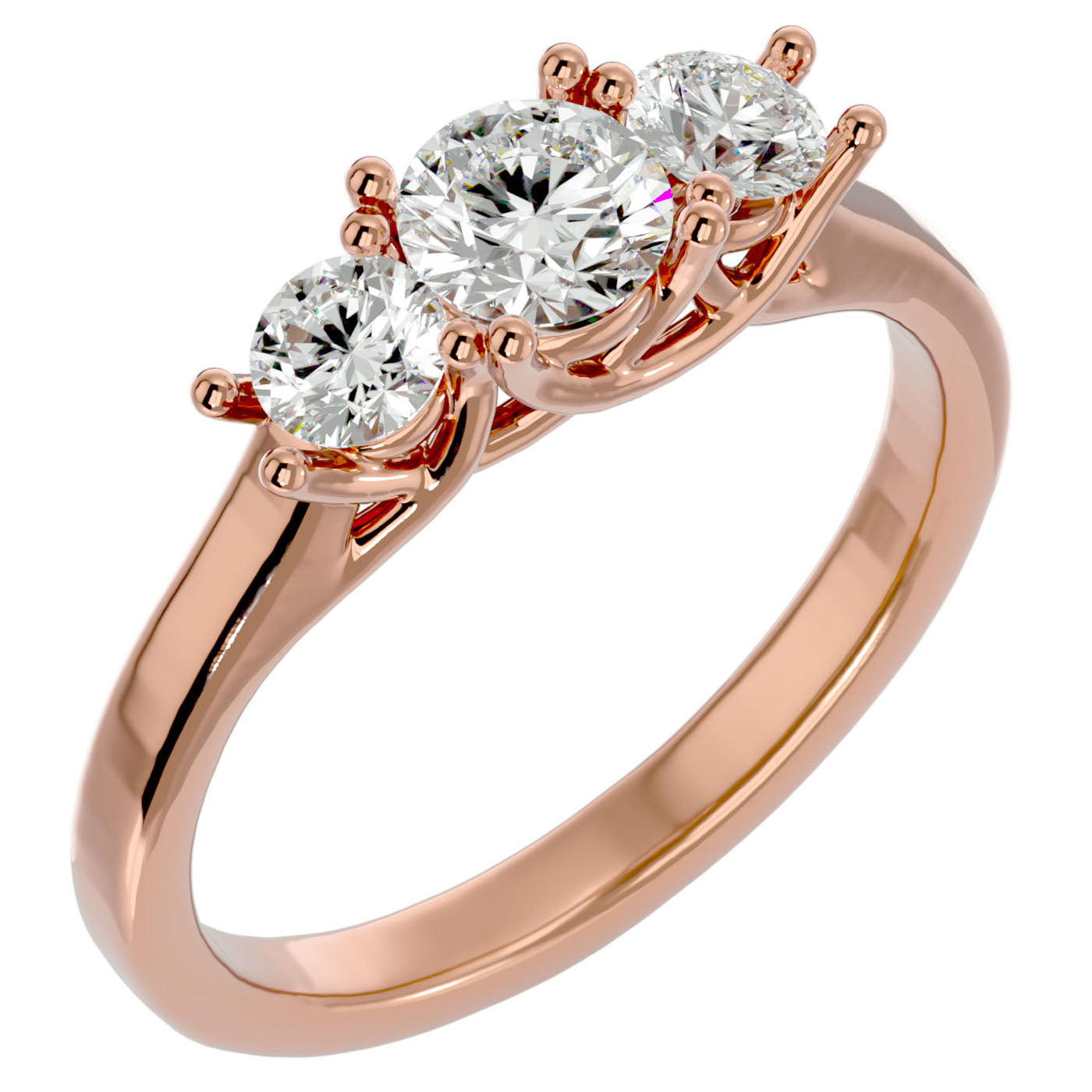 Inel de Logodnă Vivienne Trei Diamante Naturale de 0.94 ct din 18k Aur Roz - Castelo.ro