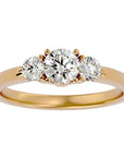 Inel de Logodnă Yvonne cu Trei Diamante Create în Laborator de 0.88 ct din 18k Aur Galben - Castelo.ro