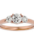 Inel de Logodnă Yvonne din Aur 14k cu Trei Diamante Create în Laborator de 0.88 ct din 14k Aur Roz - Castelo.ro