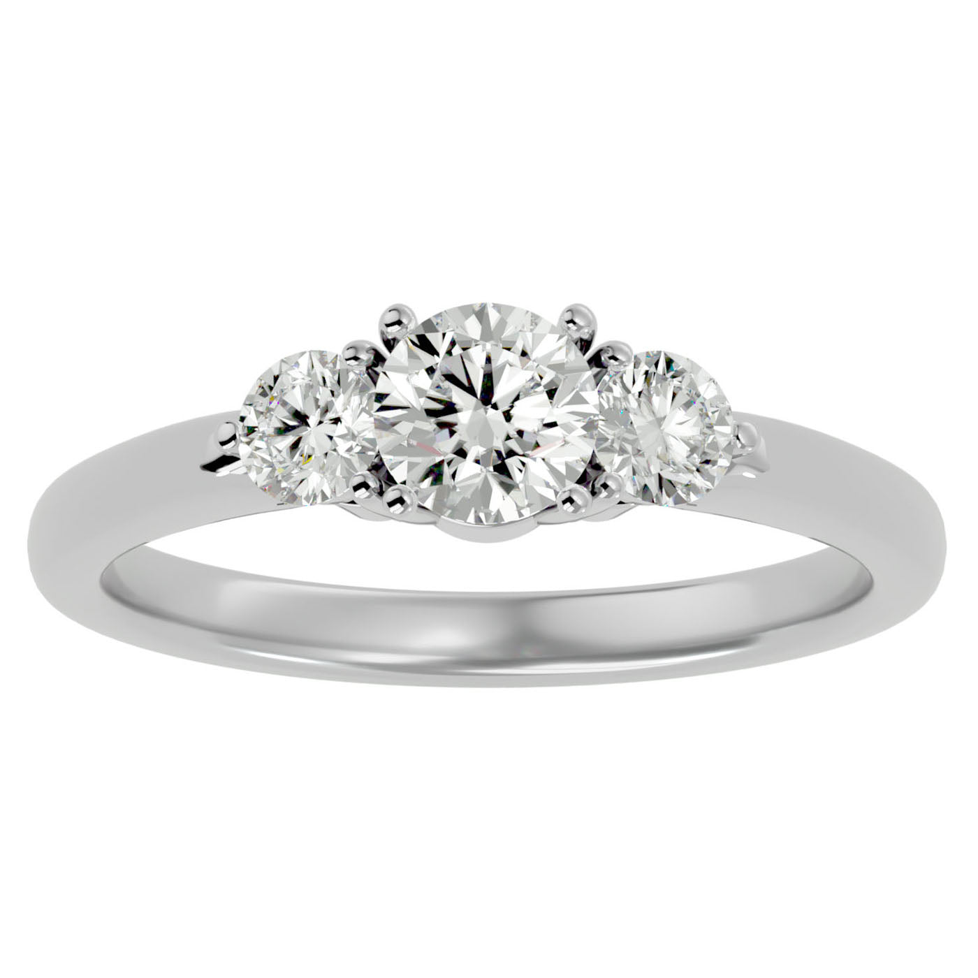 Inel de Logodnă Yvonne cu Trei Moissanite de 0.88 ct din Platina - Castelo.ro