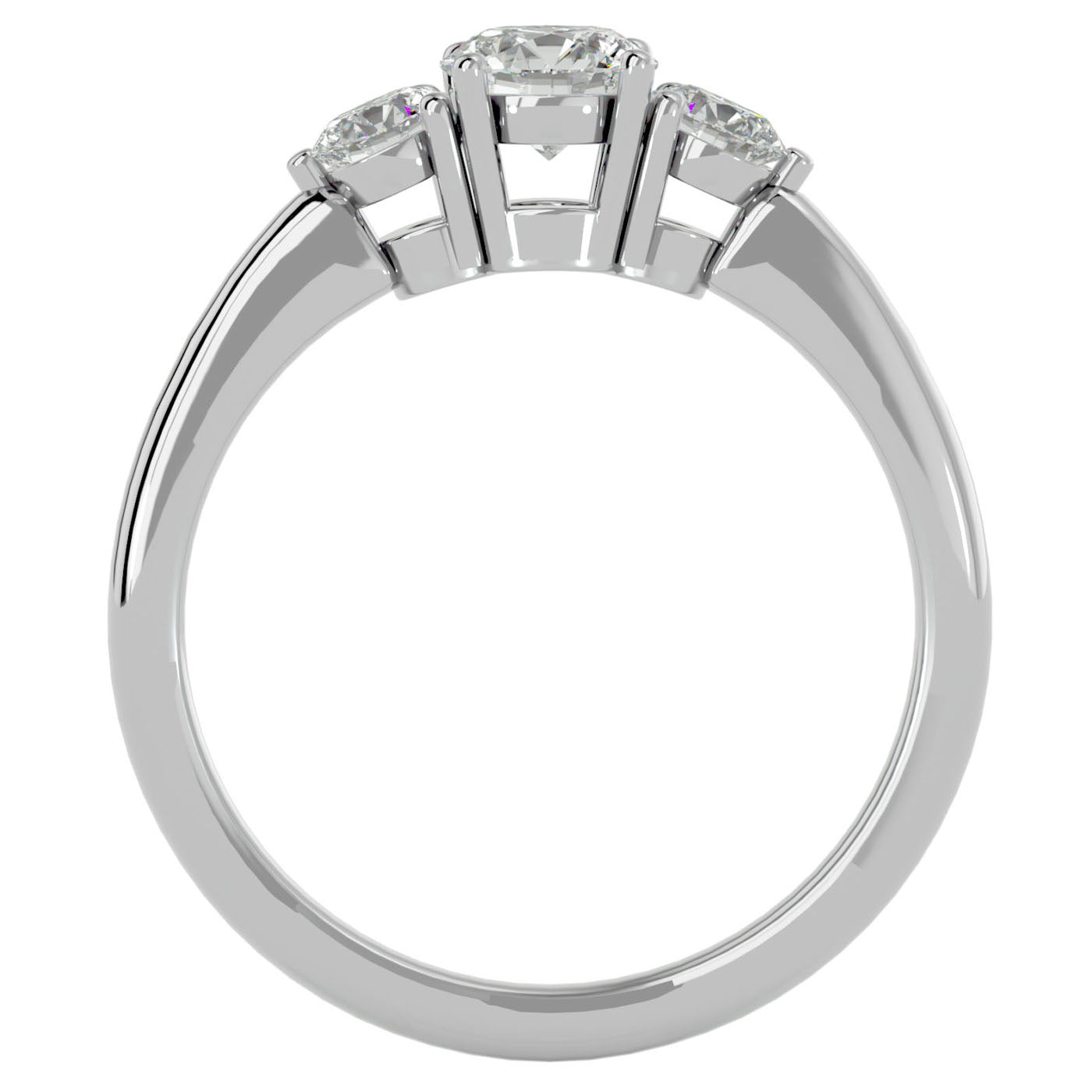Inel de Logodnă Yvonne cu Trei Moissanite de 0.88 ct din Platina - Castelo.ro