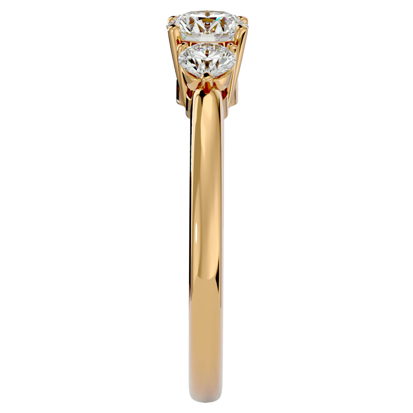 Inel de Logodnă Yvonne cu Trei Moissanite de 0.88 ct din 18k Aur Galben - Castelo.ro