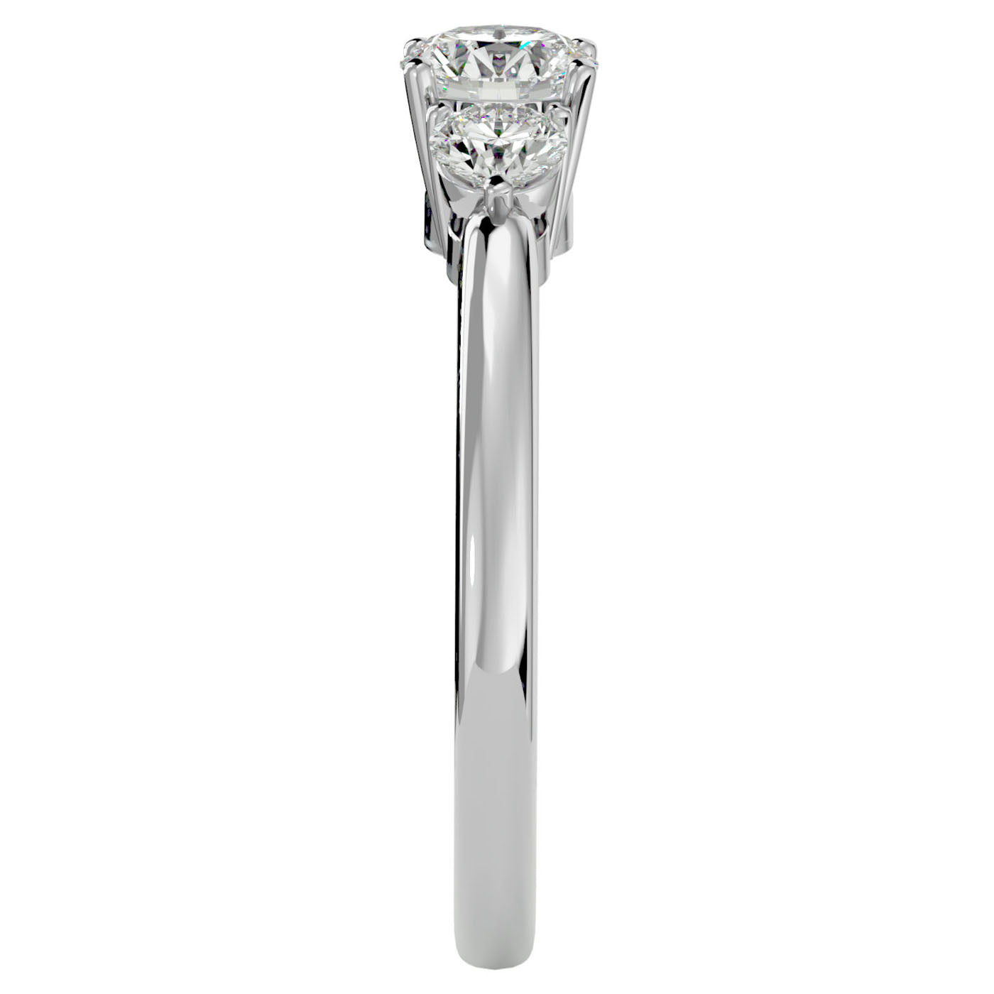 Inel de Logodnă Yvonne cu Trei Moissanite de 0.88 ct din Platina - Castelo.ro