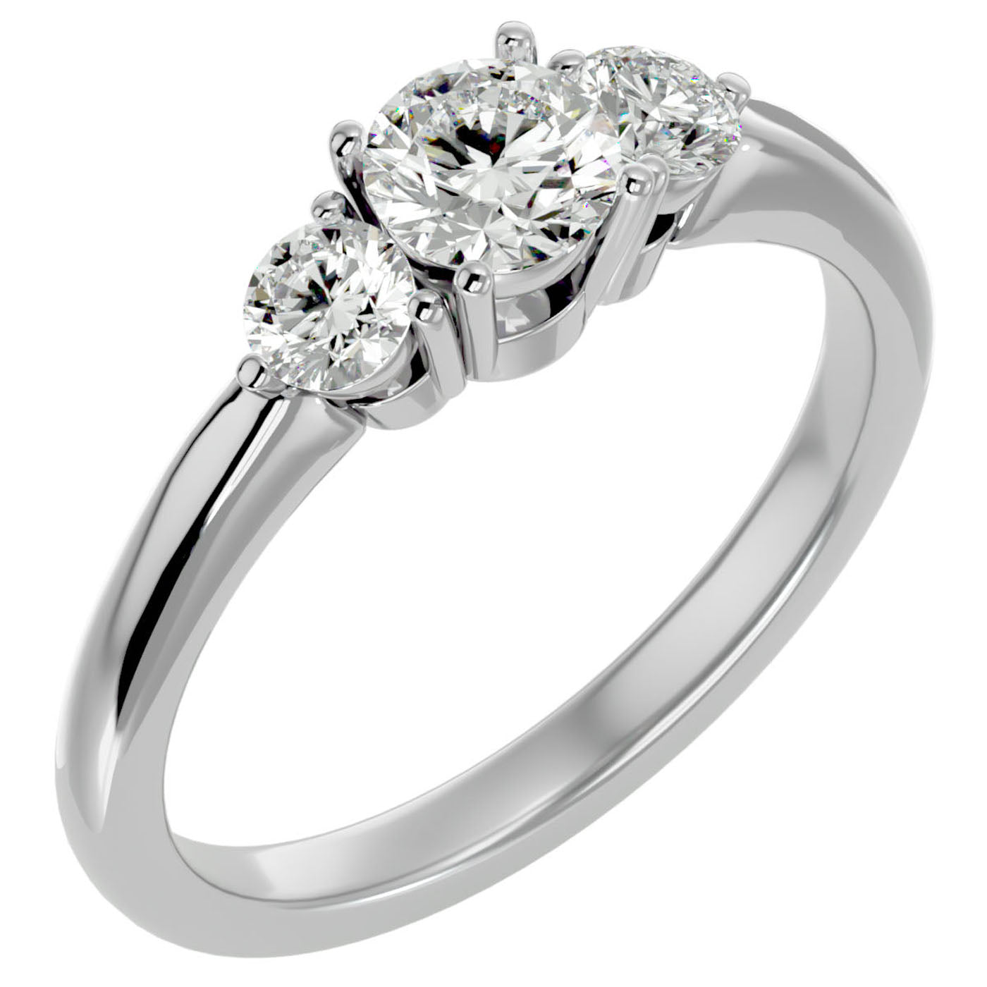 Inel de Logodnă Yvonne cu Trei Diamante Naturale de 0.88 ct din Platina - Castelo.ro