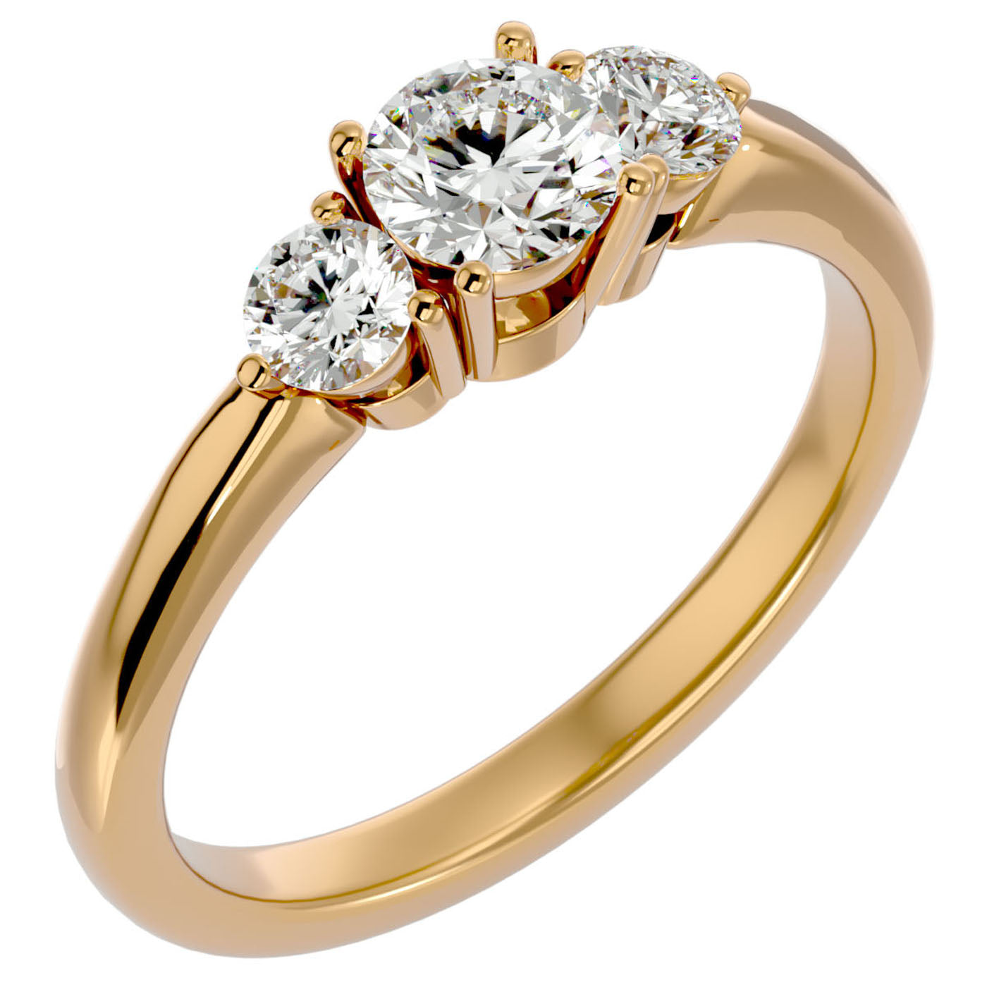 Inel de Logodnă Yvonne cu Trei Moissanite de 0.88 ct din 18k Aur Galben - Castelo.ro