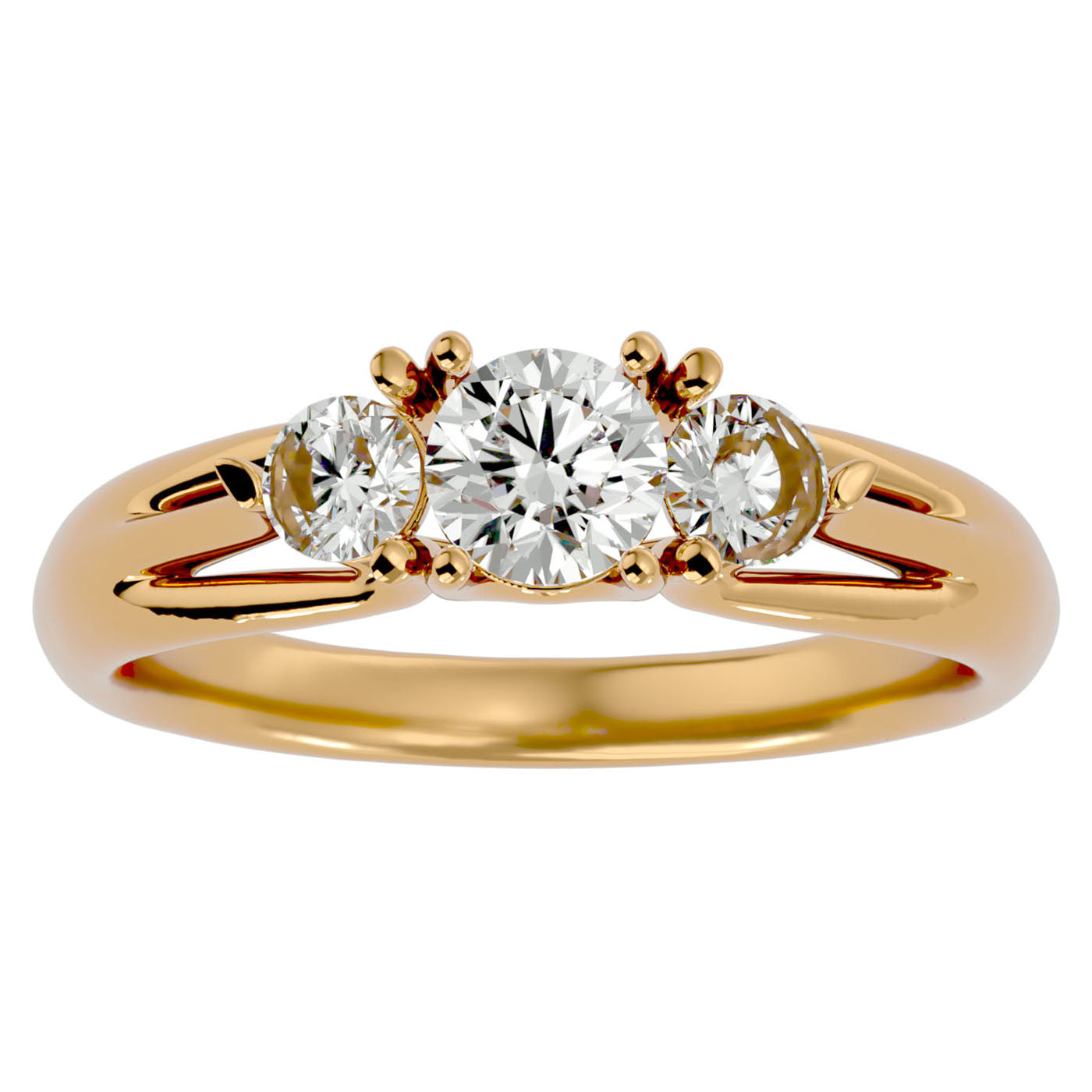 Inel de Logodnă Valérie cu Trei Moissanite de 0.97 ct din 18k Aur Galben - Castelo.ro