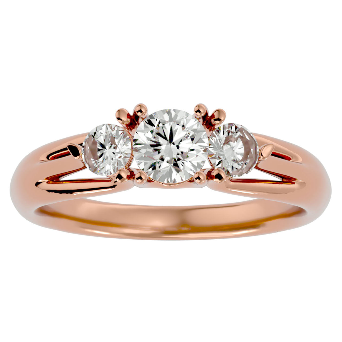 Inel de Logodnă Valérie cu Trei Moissanite de 0.97 ct din 18k Aur Roz - Castelo.ro