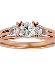 Inel de Logodnă Valérie cu Trei Moissanite de 0.97 ct din 18k Aur Roz - Castelo.ro