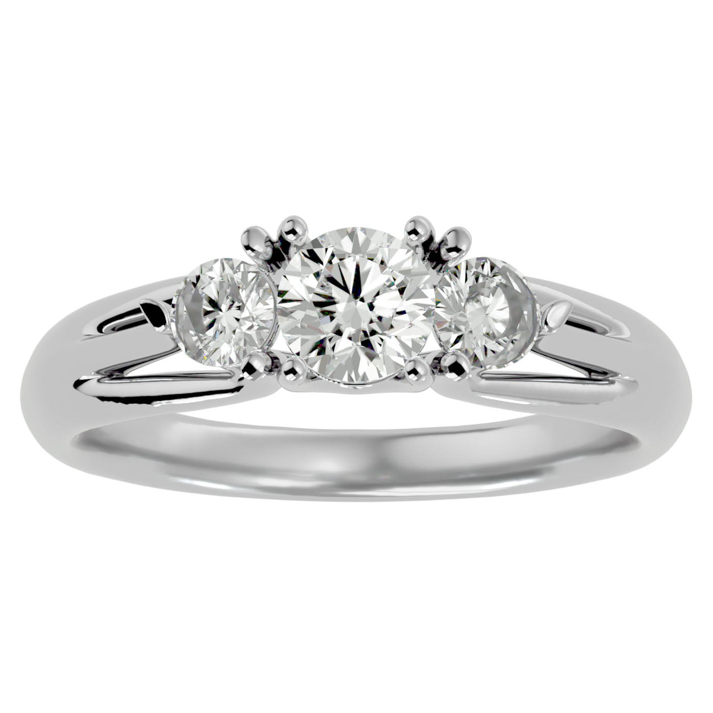 Inel de Logodnă Valérie cu Trei Moissanite de 0.97 ct din Platina - Castelo.ro