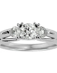 Inel de Logodnă Valérie din Aur 14k cu Trei Diamante Create în Laborator de 0.97 ct din 14k Aur Alb - Castelo.ro