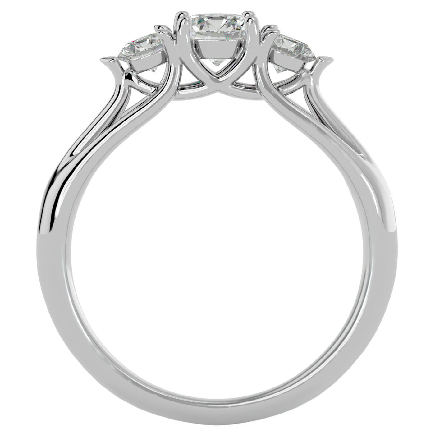 Inel de Logodnă Valérie cu Trei Moissanite de 0.97 ct din Platina - Castelo.ro