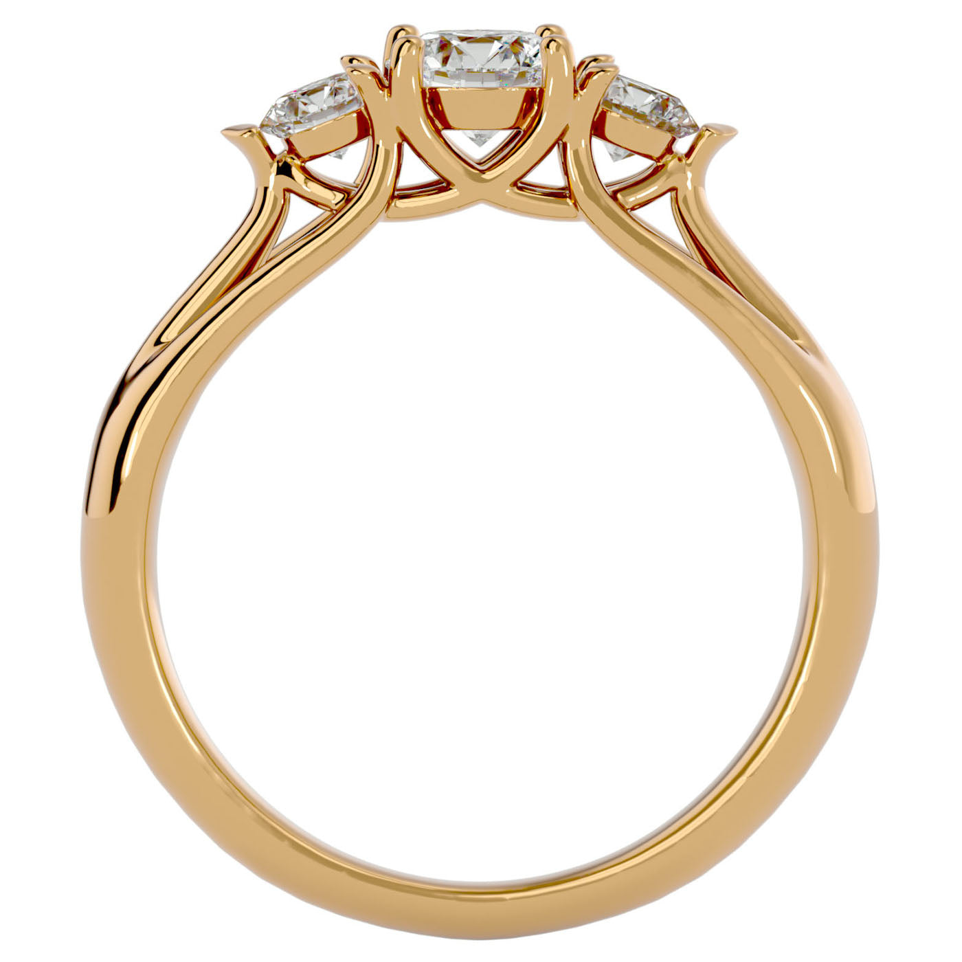 Inel de Logodnă Valérie cu Trei Moissanite de 0.97 ct din 18k Aur Galben - Castelo.ro