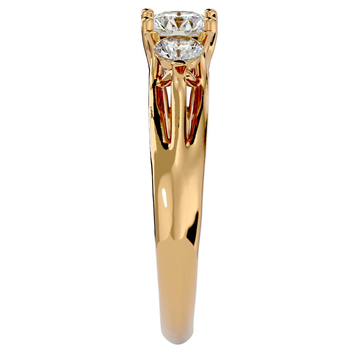 Inel de Logodnă Valérie cu Trei Moissanite de 0.97 ct din 18k Aur Galben - Castelo.ro
