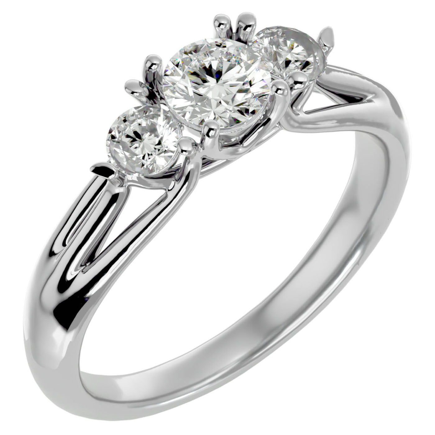 Inel de Logodnă Valérie cu Trei Moissanite de 0.97 ct din Platina - Castelo.ro