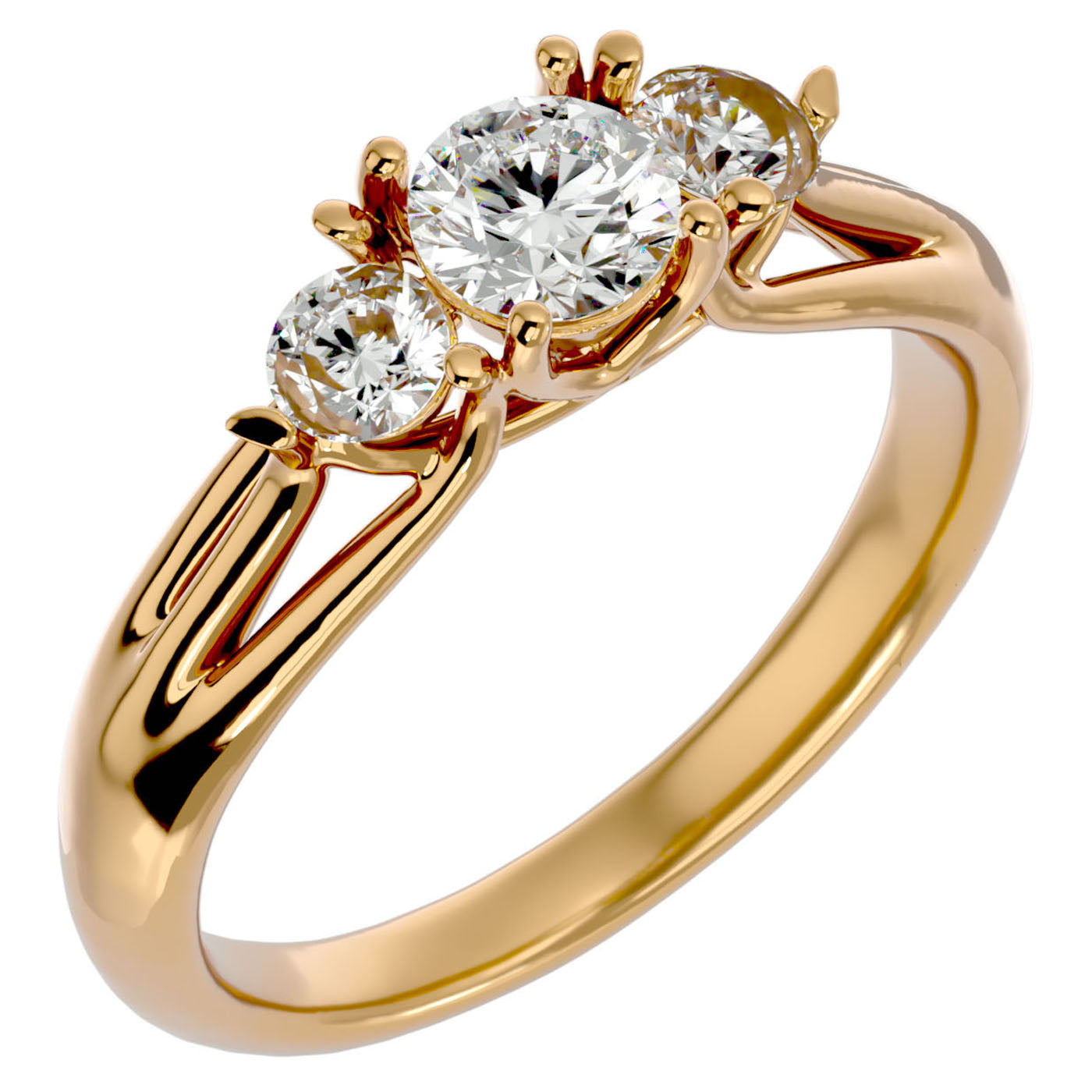 Inel de Logodnă Valérie cu Trei Moissanite de 0.97 ct din 18k Aur Galben - Castelo.ro