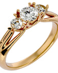 Inel de Logodnă Valérie cu Trei Moissanite de 0.97 ct din 18k Aur Galben - Castelo.ro