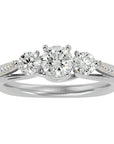Inel de Logodnă Véronique cu Trei Diamante Create în Laborator Pavè de 0.97 ct din Platina - Castelo.ro