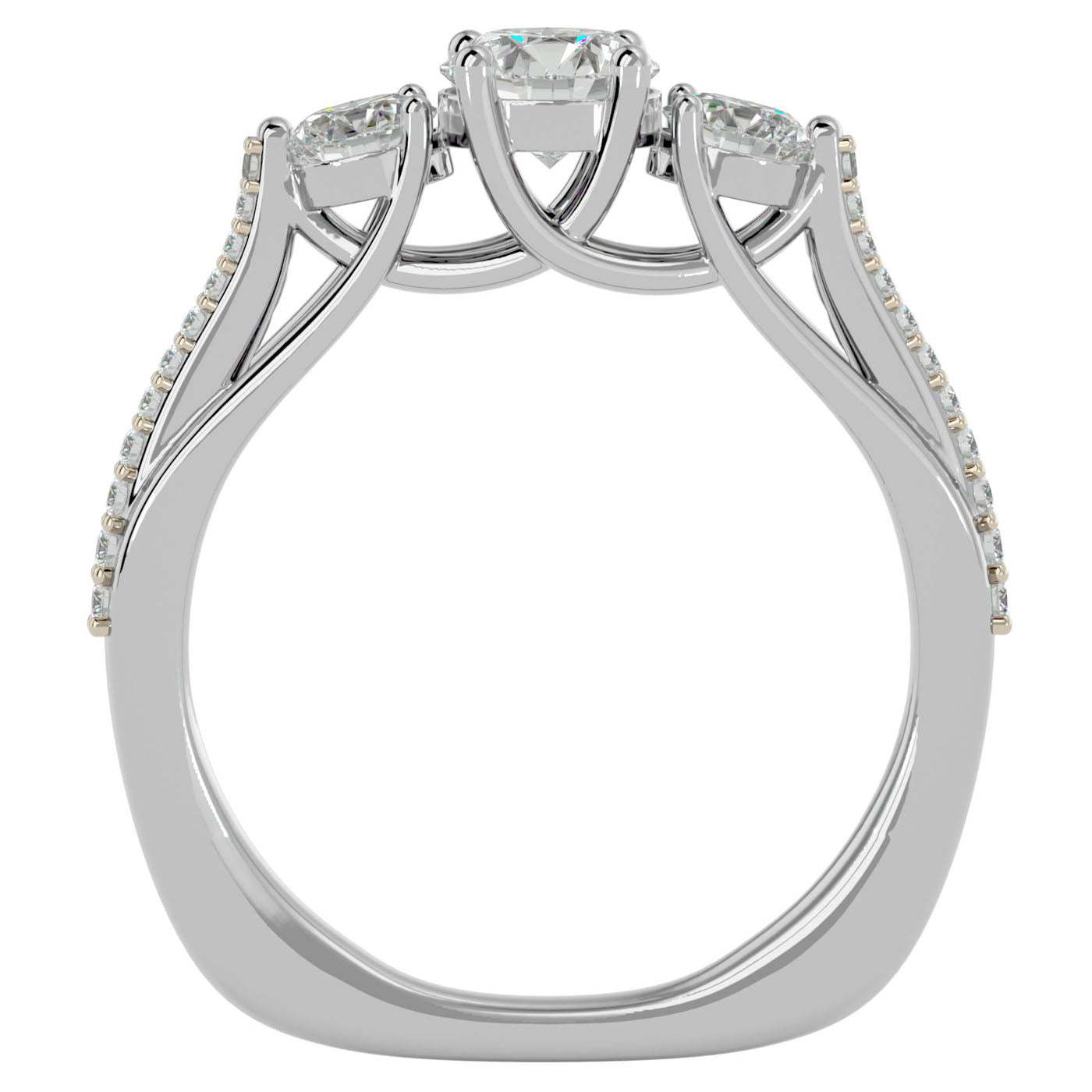 Inel de Logodnă Véronique cu Trei Moissanite Pavè de 0.97 ct din Platina - Castelo.ro