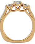 Inel de Logodnă Véronique cu Trei Moissanite Pavè de 0.97 ct din 18k Aur Galben - Castelo.ro